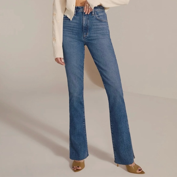 FAVORITE DAUGHTER 27 PETITE SHORTIE VALENTINA TOWER SUPER HIGH RISE - MED INDIGO - Picture 9 of 13